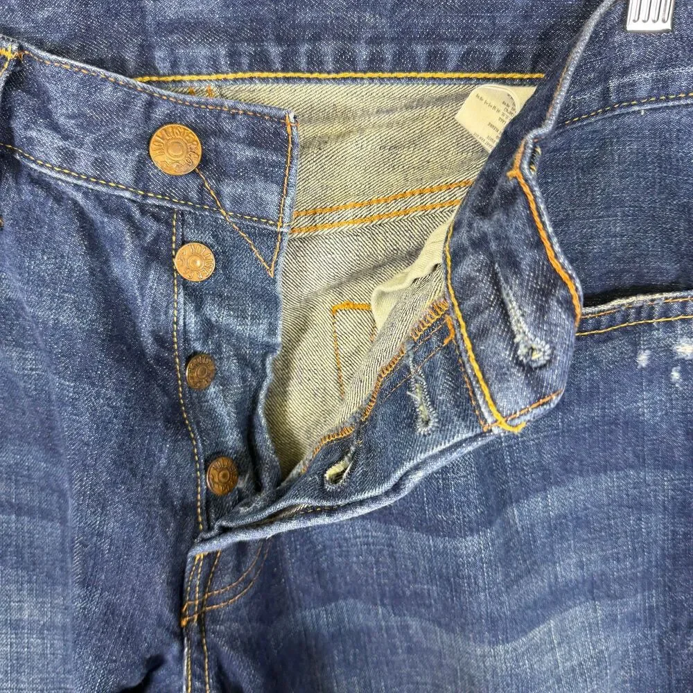 Hollister Mens Balboa Classic Straight Jeans 34x32 Distressed Ripped Button Fly